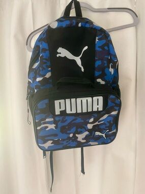 PUMA Blue Camo Logo Backpack & lunchbox set 18”